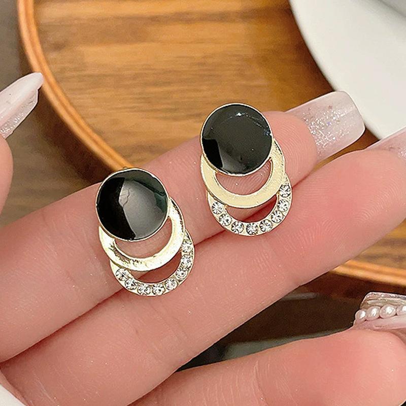 Crystal Black Acrylic Star Heart Round Circle Square Triangle Bow Earrings for Women Party Geometry Trendy Jewelry