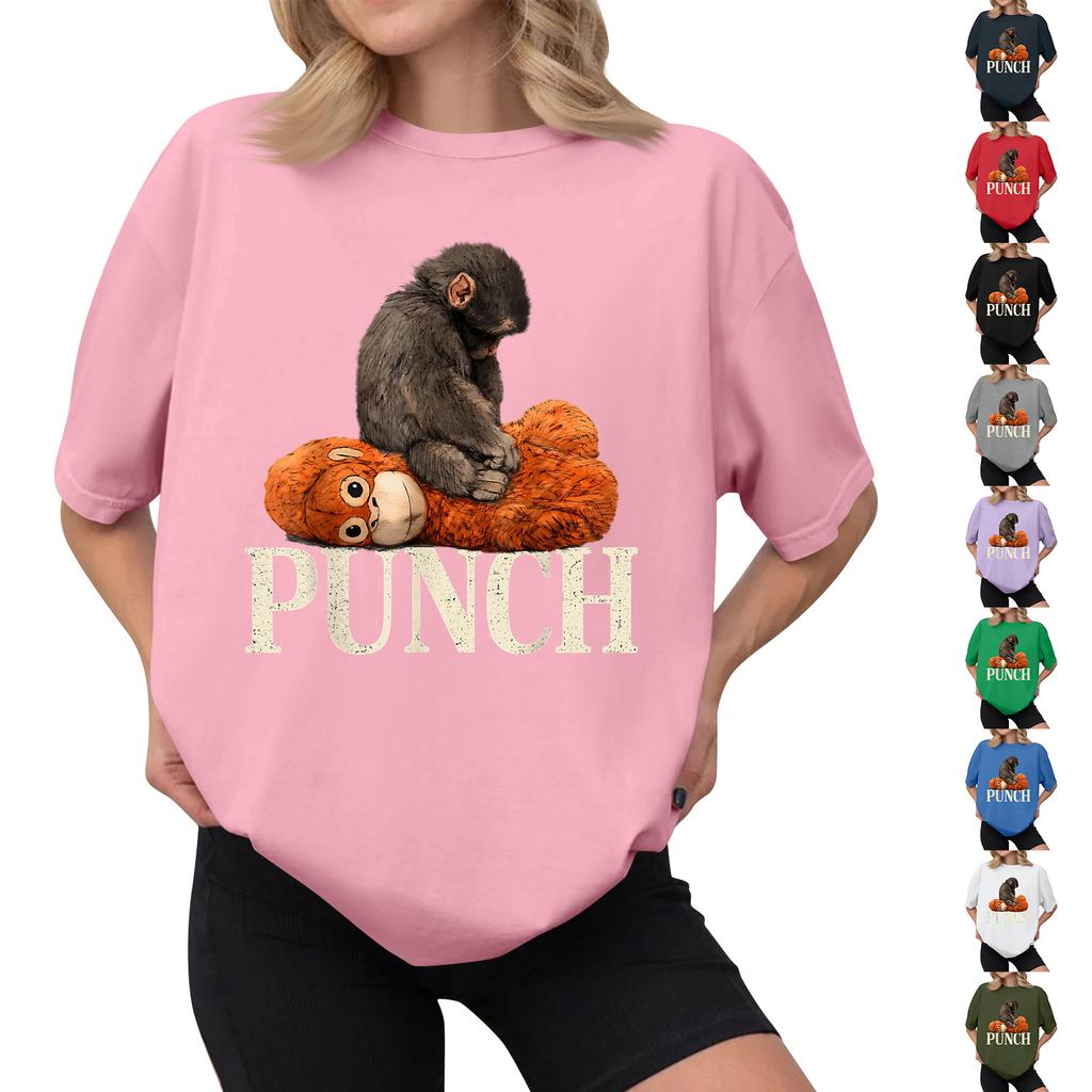 Women's Casual Printed T-Shirt Round Neck Pullover Short Sleeve Top