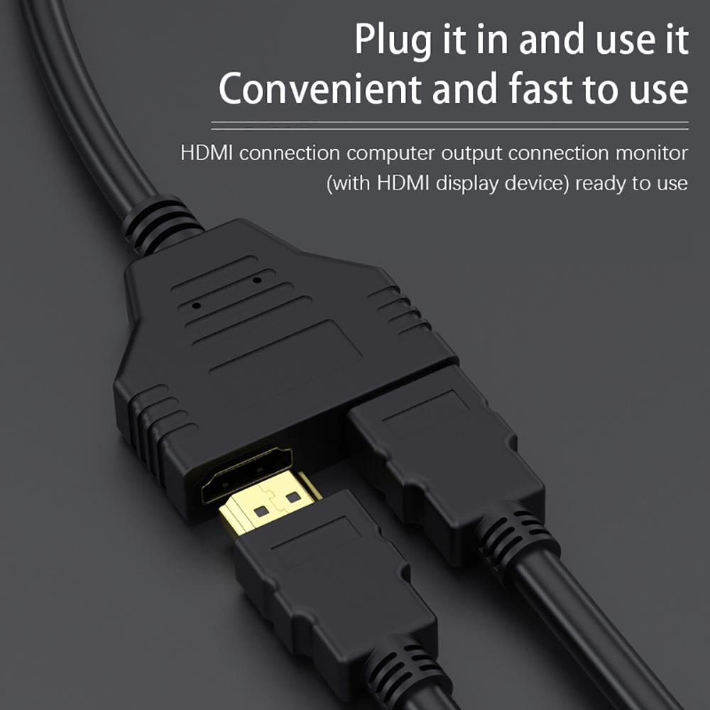 1 in 2 HD Splitter Adapter 1080P HDMI Splitter 1 Male To Dual HDMI Head Adapter HDTV Conversion Cable for Laptop TV Box Monitor