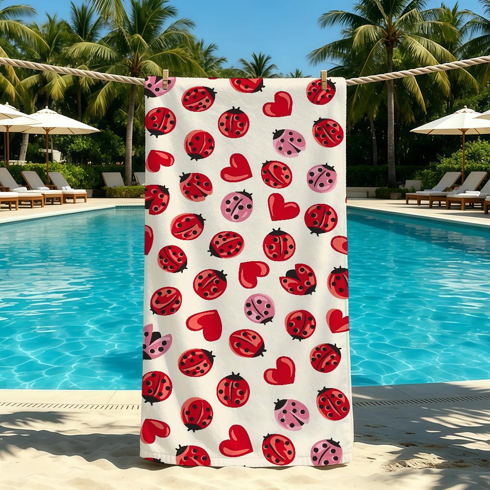 L-Ladybug Towel For Outdoor Camping Anime Beach Towel Super Absorbent Quick-Drying Summer Cartoon Towel