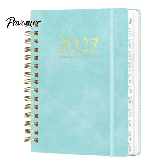 Agenda Appuntamenti A5 2027 Planner Settimanale Spiralato, Calendario Settimanale 365 Giorni con Organizer Copertina Rigida Elastico, 140 Pagine Carta Spessa