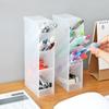 1Pcs Desktop Storage Tube Versatile Four Grid Oblique Insertion Pen Holder Makeup Brush Lipstick Organizer Storage Box Organizer Box