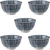 Set of 5 Japanese Chawan Tea Bowls 11.3cm Diameter 340cc Microwave and Dishwasher Safe