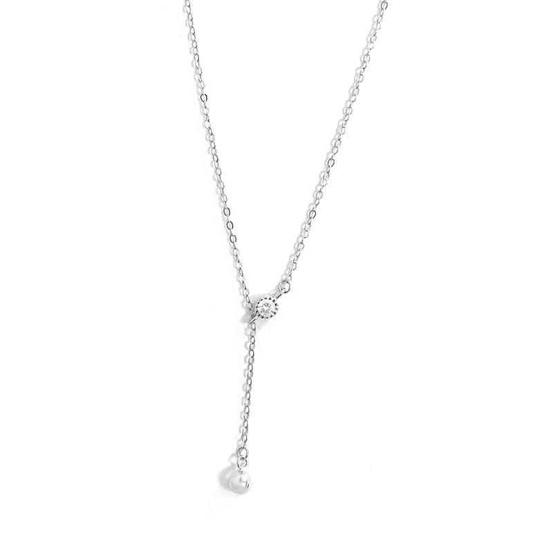 Round Bead Tassel Necklace for Women with A Cold and Luxurious Style Collarbone Chain