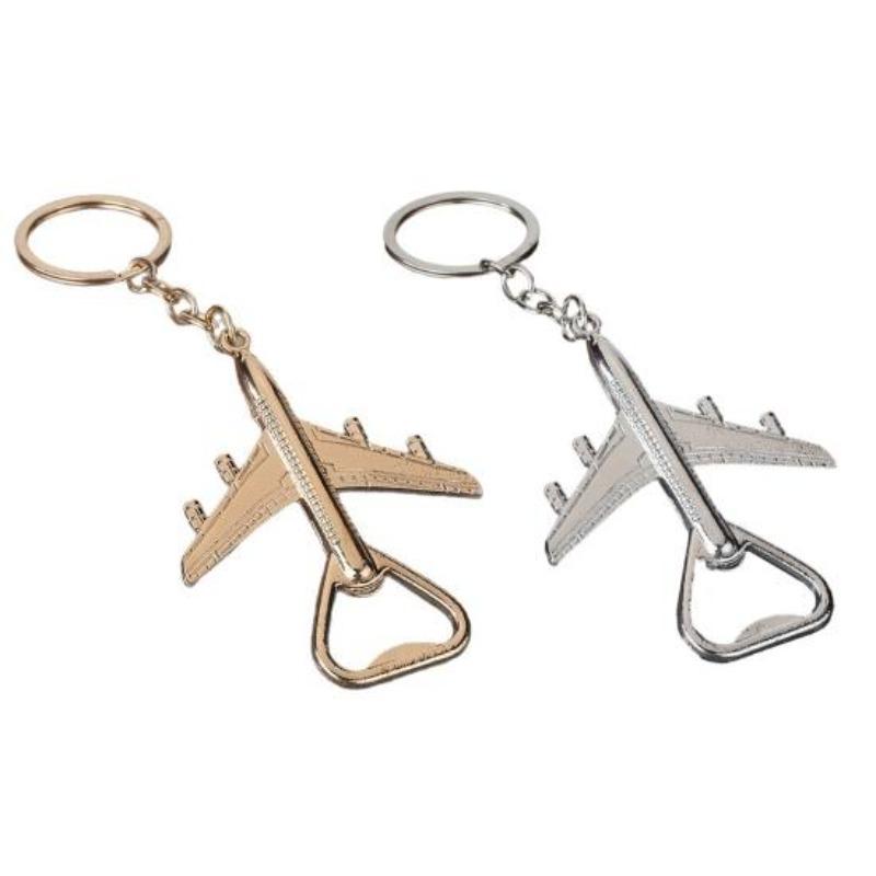 Airplane Bottle Opener Keychain Metal Aircraft Model Keychain Fun Bag Charm Novelty Bottle Opener Gift