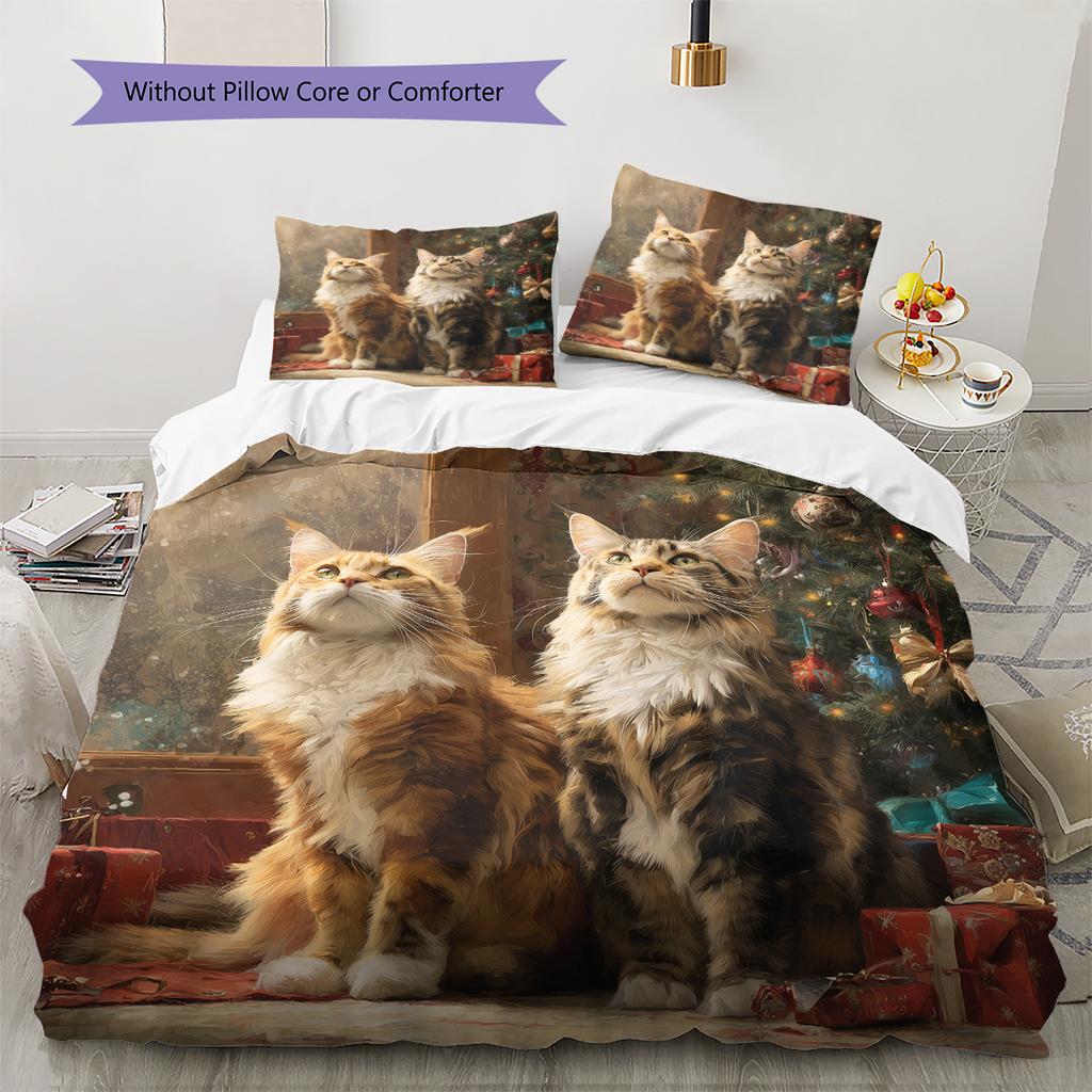 Maine Coon Pattern Bedding Home Decoration Birthday Gift (1 * duvet cover + 2 * pillowcase, without core)
