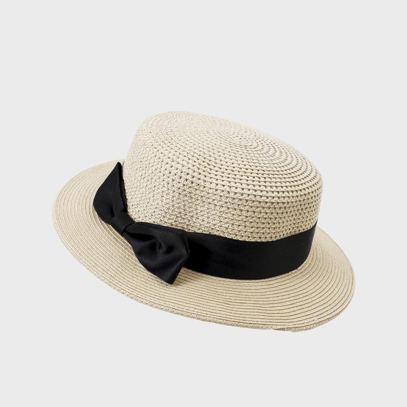 Flat Top Hat Women's Summer Straw Hat Seaside Beach Sunshade Hat