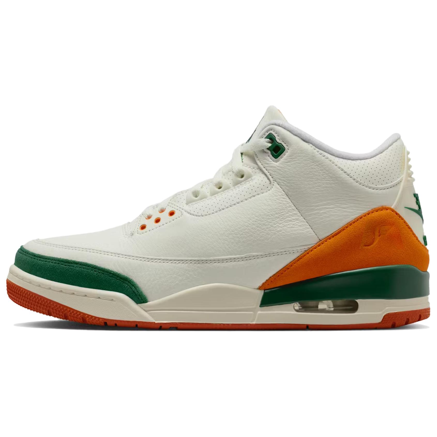 

Solefly x Jordan Air Jordan 3 Slip Resistant Abrasion Resistant Mid top Basketball Shoes Unisex White Green IF4491-100 43
