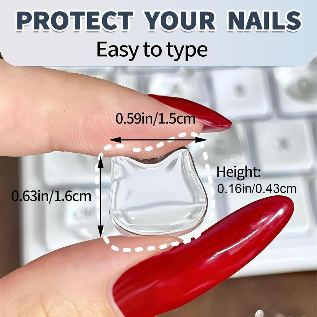 Cat Shaped Transparent 3DRaised Keyboard Keycap Glass Decorative Computer Typing Auxiliary Artifact High Transparency Decoration