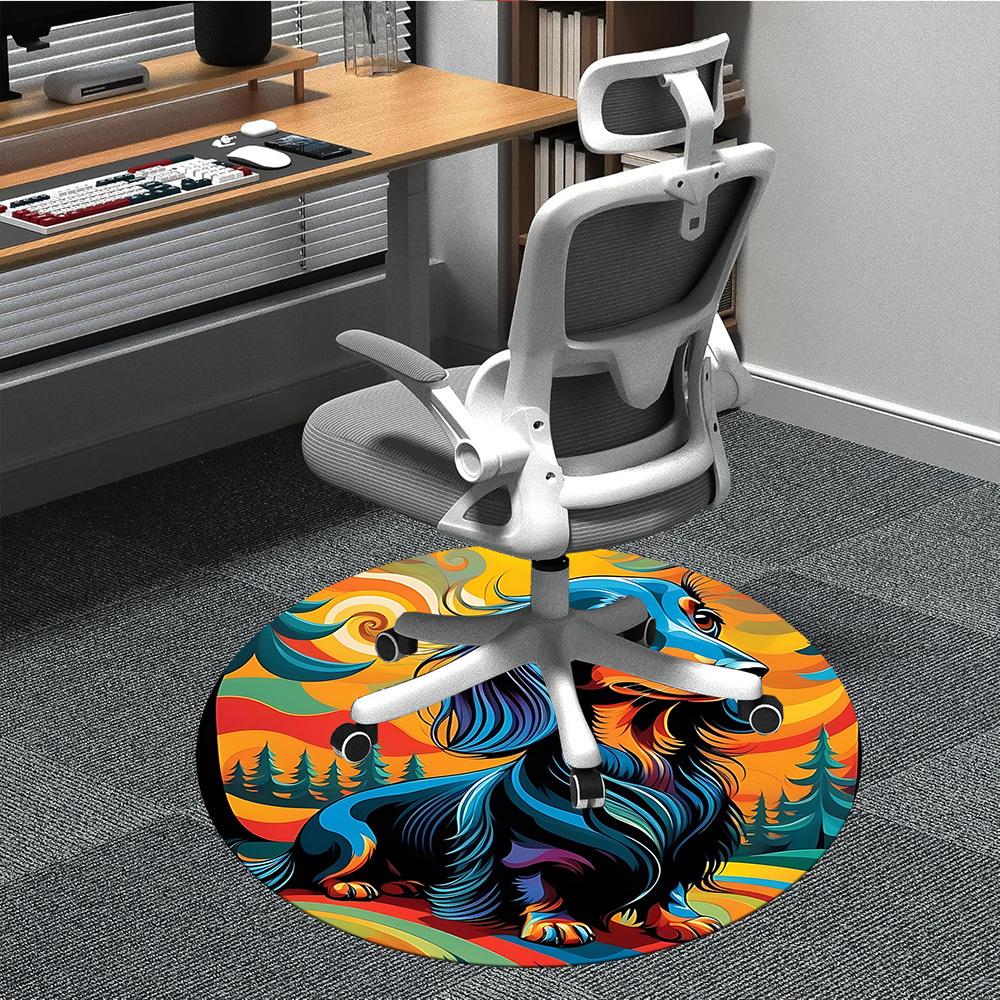 

1pc Dachshund Art Print Chair Carpet for Office Non-Slip, Machine Washable Rug for Office - Polyester, Machine Made yy251029104 80cm by 80cm