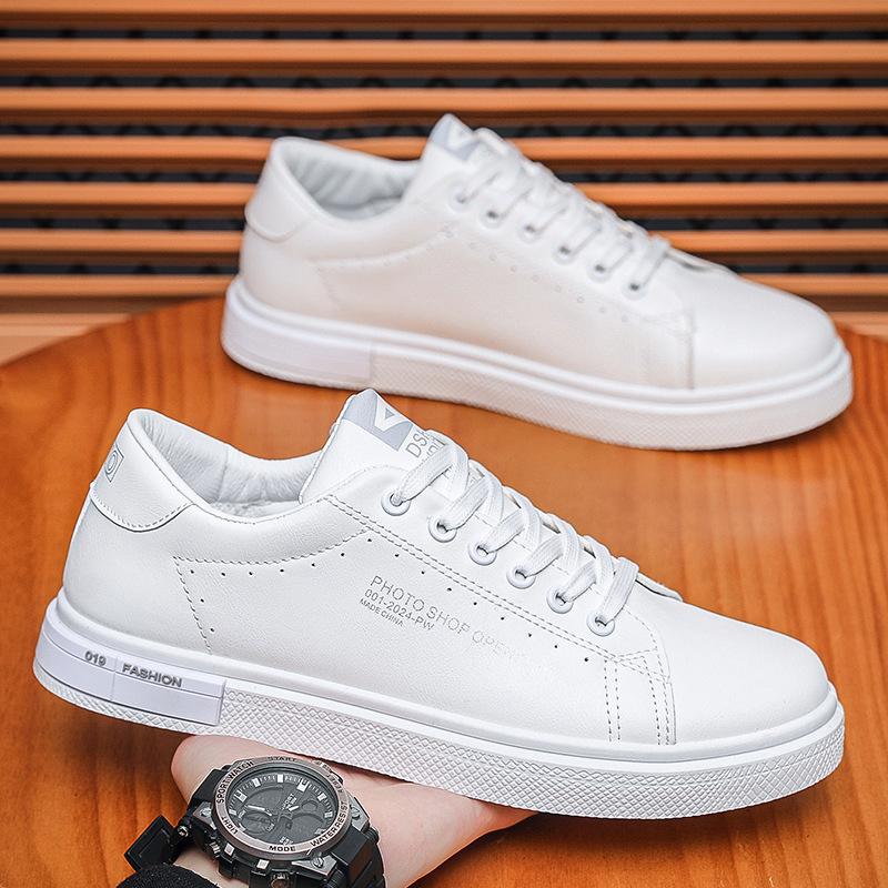 Men's shoes spring trendy shoes fashionable and versatile white shoes Korean casual shoes waterproof soft sole student sports shoes skateboard shoes