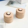 Wood Baby Teeth Box Cartoon Cute Round Small Lost Tooth Keepsake Storage Saver Container Box Birthday Baby Shower Boys Girls Gift