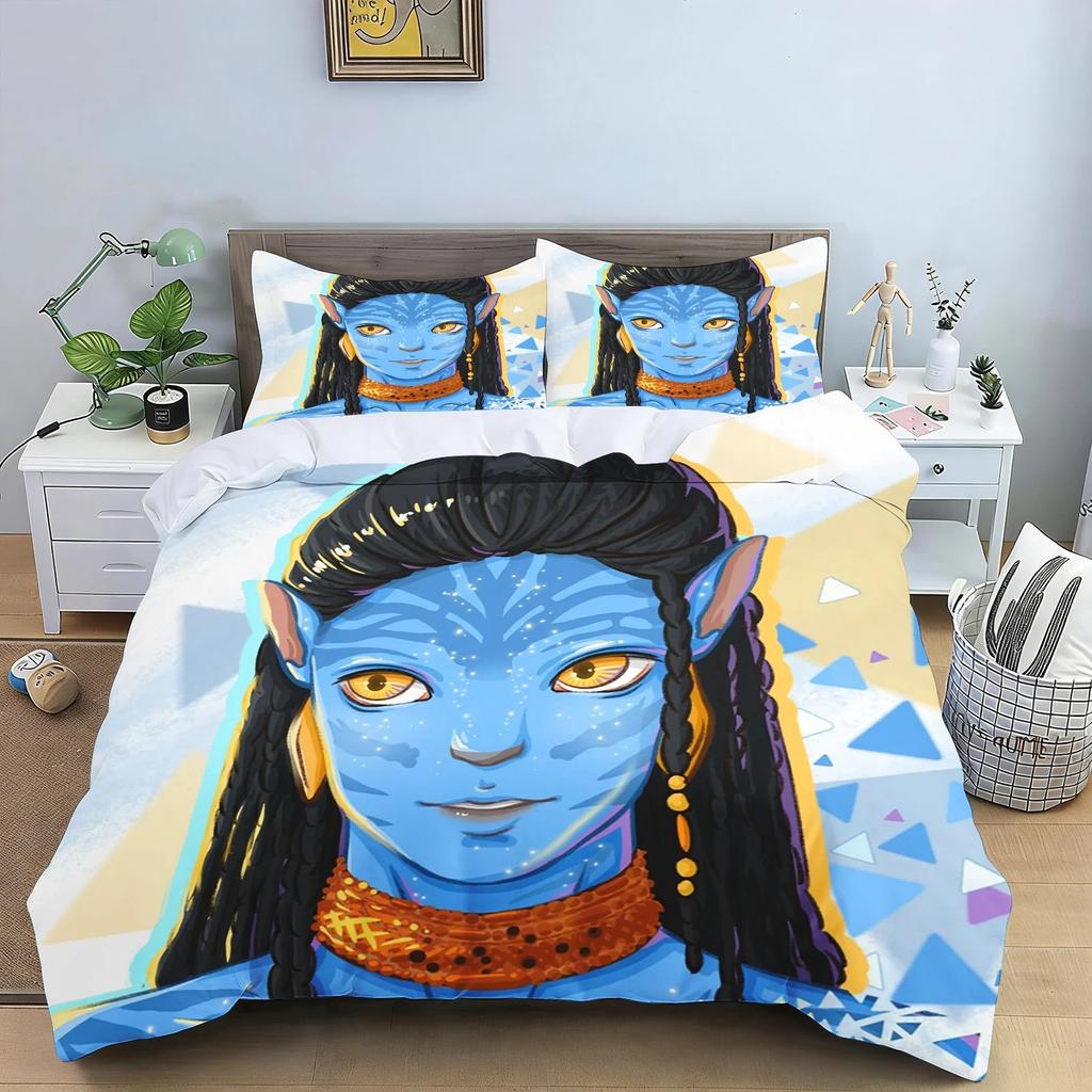 Copripiumino Federa Set Biancheria da Letto con Motivo del Film Avatar Decorazione Camera da Letto Adulto Ragazzo Ragazza Regalo di Compleanno Singolo Matrimoniale Taglia Grande