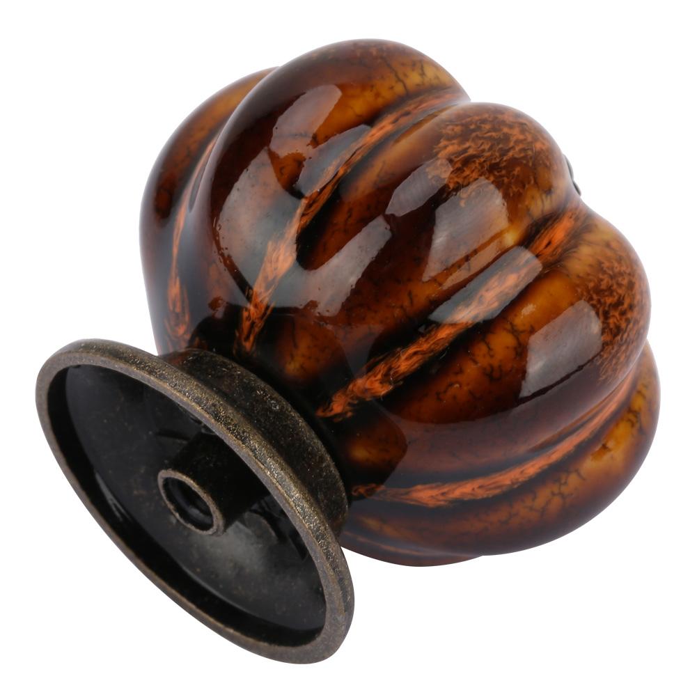 European Ceramic Pumpkin Door Knobs Cabinet Handles Single Hole Cupboard Drawer Pulls (White)