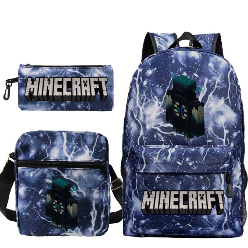 Game Minecraft Printed Children'S School Bag Oblique Span Bag Stationery Pencil Bag Student Backpack Set