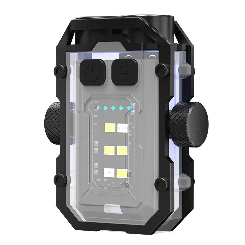 Multifunctional Dual LED Keychain Flashlight with Magnetic COB Side Light and High Brightness Warning Light