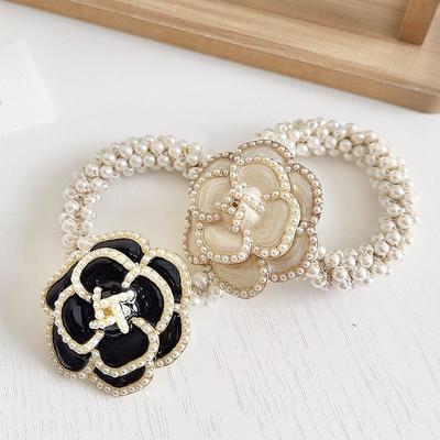 Luxury Pearl Cubic Flower Hair Scrunchie (2 Pieces)