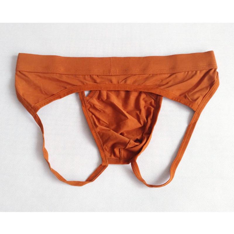 Men's Sexy Low Rise T-Back Elastic Cotton Hollow Out Back Underwear Comfortable Breathable Close-Fitting Thong