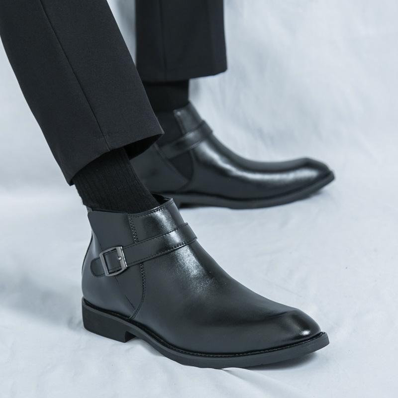 Podzimní a zimní velká velikost 45 kožené boty pánské vysoké boty 46 britský styl kožené kotníkové boty pánské zipové ležérní Chelsea boty 47