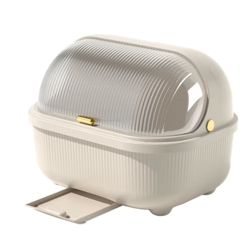 Asdays Dish Drainer, Dish Storage, Dish Drainer, Drying Box, Kitchen Utensils, Large Capacity, Drain Tray, with Lid (Brown)