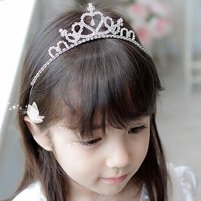 Kid Girls Elegant Heart Rhinestone Embedded Bridal Princess Tiara Crown Headband