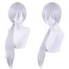 2pcs Sets Anime Chainsaw Man Quanxi Cosplay Silver Long Wig + Eyes Patch Heat-resistant Fiber Hair + Free Wig Cap Halloween Party Role Play