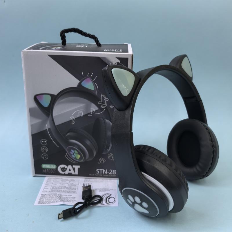 Cat Ear Headset Card Folding Cool Luminous Game Bluetooth Headset