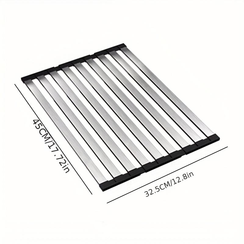 Stainless Steel Roll Up Dish Drying Rack Space Saving Multifunctional Over Sink Portable Rustproof Easy Clean Kitchen Organizer