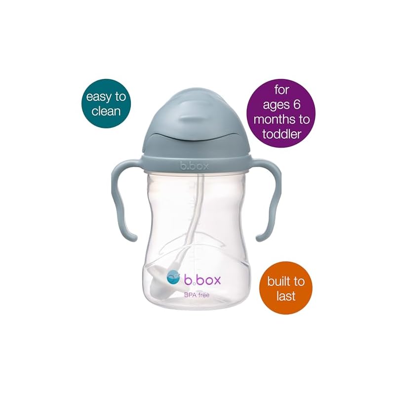 b.box Straw Mug - Leak-proof, Easy to Drink from Any Angle, Perfect for Baby Showers [Authentic b.box Product] [Sippy Cup] (Ocean, 1pc (x 1))