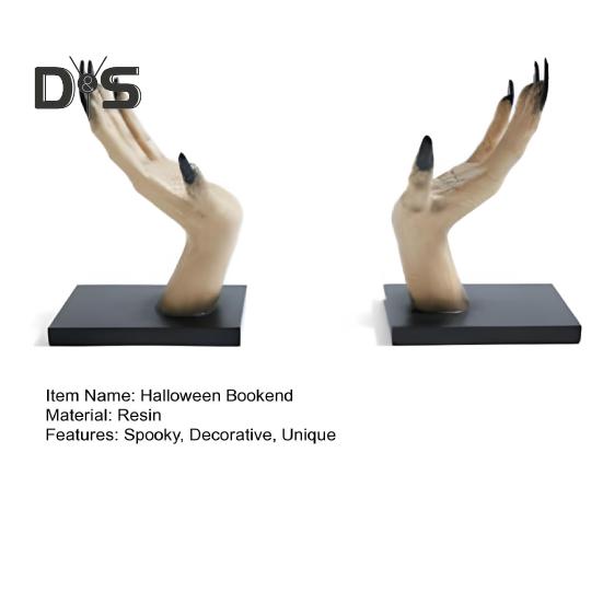 Halloween Bookends Witch Hand Book End Gothic Home Decor for Shelves Desktop Scary Witch Hands Holding Figurine Book Stand Halloween Room Decor
