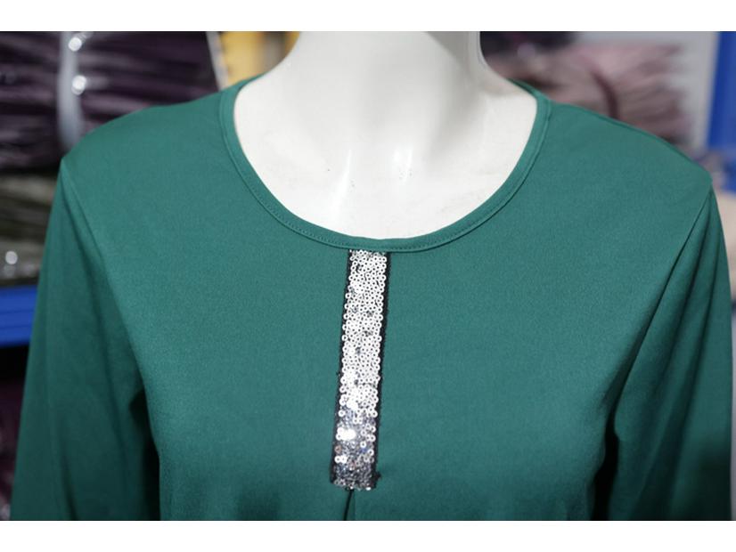 Orientalisches Pailletten-Langarm-Abaya-Kleid - Lässige Satter Saudi-Arabien Mode