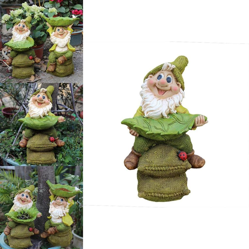 Playful Gnome Bird Feeder Beautiful Outdoor Ornament Great For Garden Landscaping