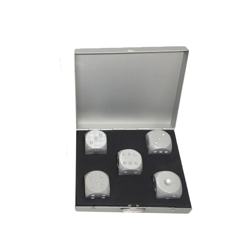 5PCS Aluminum Alloy Dice Portable Indoor Entertainment Games Dice Set Package: Square silver#1