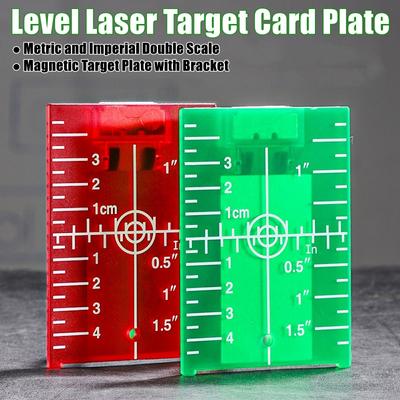 Cible pour niveau laser Ligne rouge/verte Faisceau Plaque de distance Pouce/cm Outil de nivellement à accrocher au mur et au sol