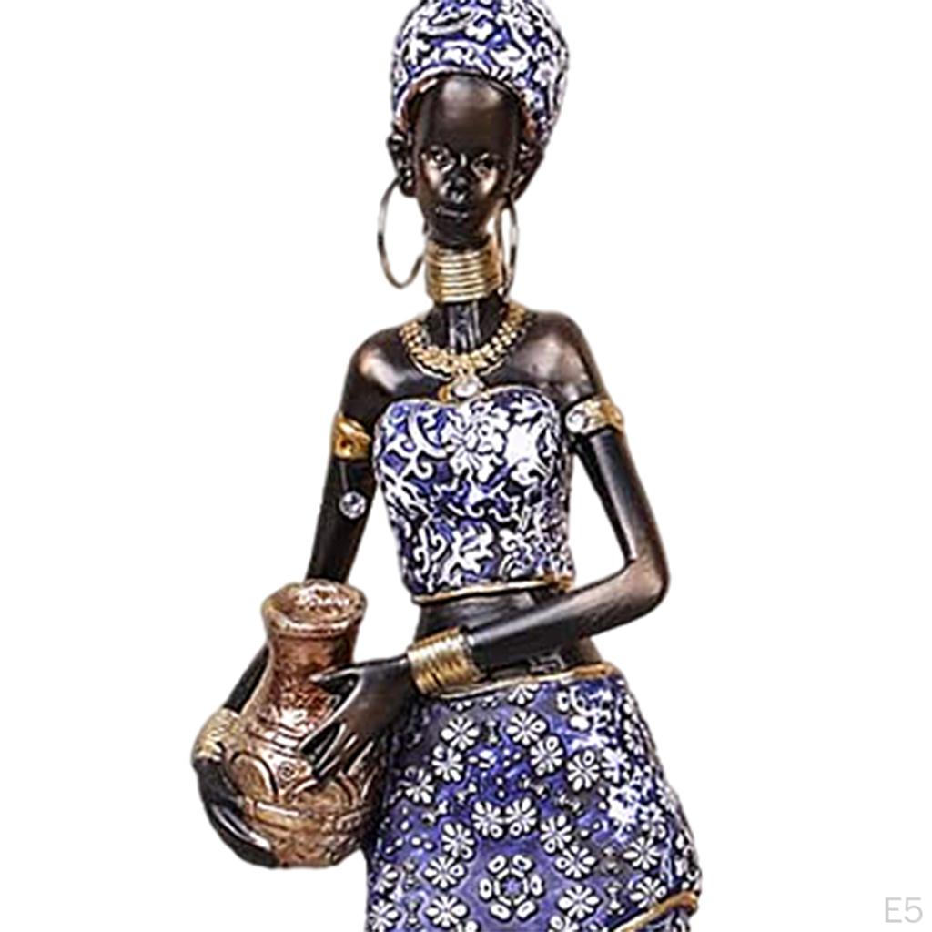 Resin African Female Figure Sculpture Tribal Women Statue for Decoration