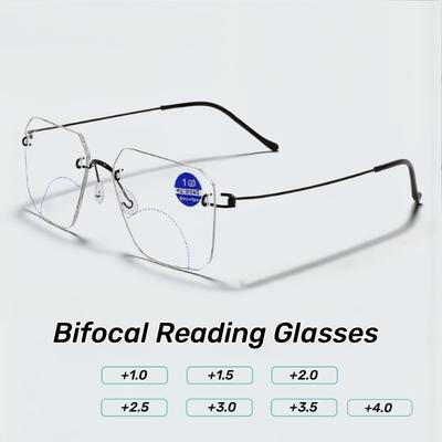 Bifocal Reading Glasses Men Fashion Oversized Presbyopia Glasses Women Look Far and Near Anti Glare Hyperopia Eyeglasses