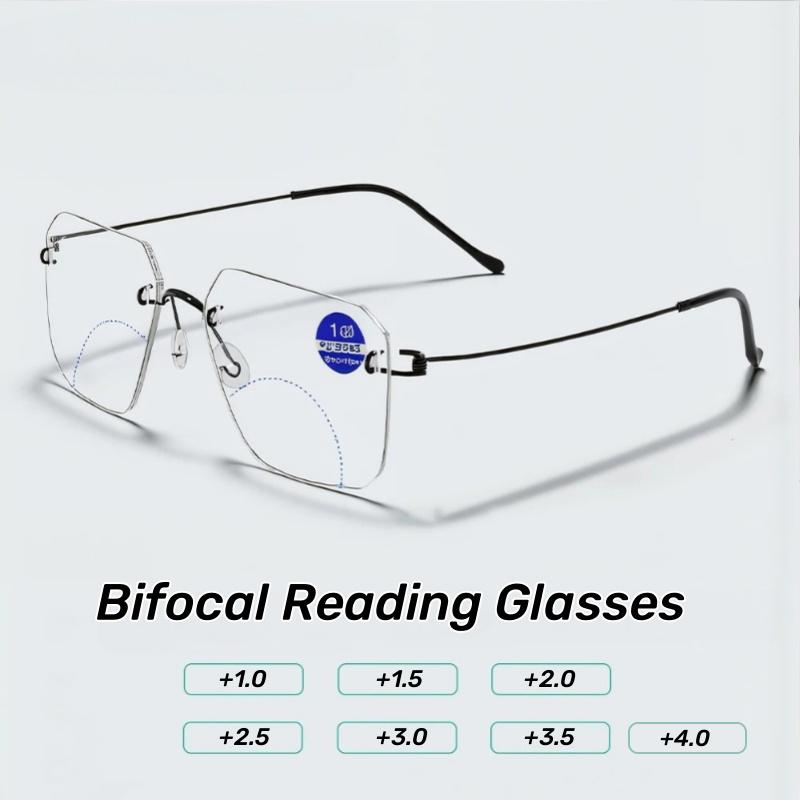 Bifocal Reading Glasses Men Fashion Oversized Presbyopia Glasses Women Look Far and Near Anti Glare Hyperopia Eyeglasses