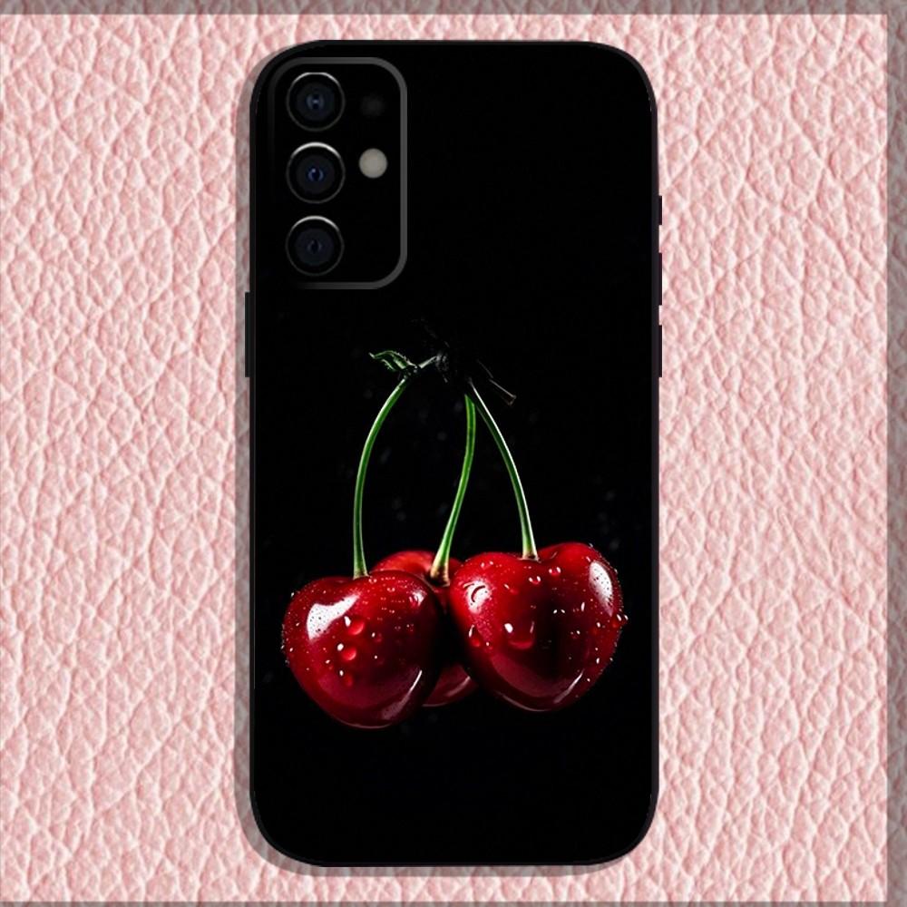 Kirschen Kirschfrucht Handyhülle Für Samsung S24,S21,S22,S23,S30,Ultra,S20,Plus,Fe,Lite,Note,10,9,5G Schwarz Weiche Hülle