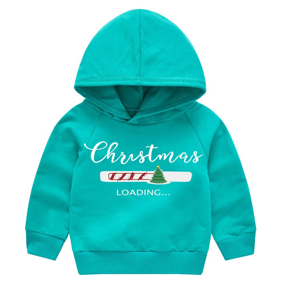 Christmas New Year Cartoon Spring and Fall Children's Printed Hooded Sweater Boys and Girls Casual Tops with Hoodie