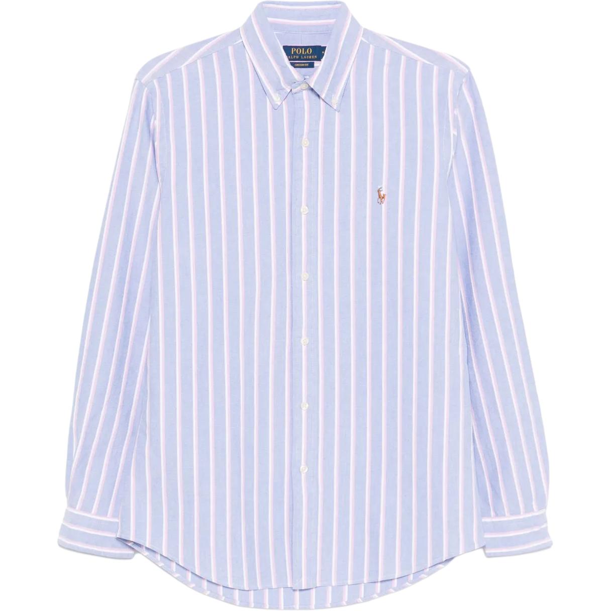 

Polo Ralph Lauren Рубашка мужская в полоску приталенного кроя с длинным рукавом светло-голубая 710928918-002 S