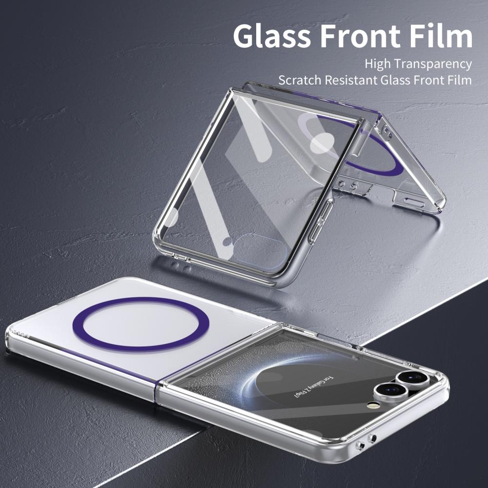 Luxury HD Clear Magsafe Magnetic Fold Phone Case for Samsung Galaxy Z Flip 7 6 5 4 with Screen Protector Wireless Charge Cover