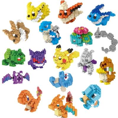 Kawaii LNO Pokemon Mikro Stavební Bloky Snorlax Blastoise Gengar Charmander Bulbasaur Pikachu Mini Cihlové Figurky Pro Dětské Hračky