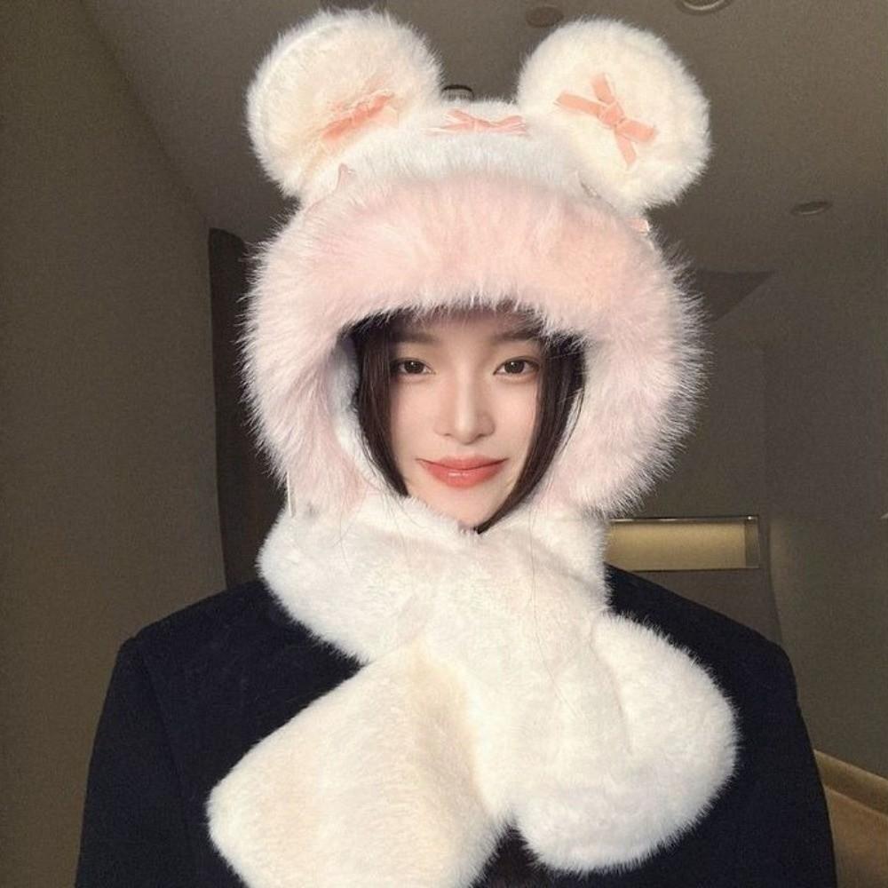 Ear Protection Bow Ear Protection Hat Thickened Lei Feng Cap Balaclava Hat  Female/Girls