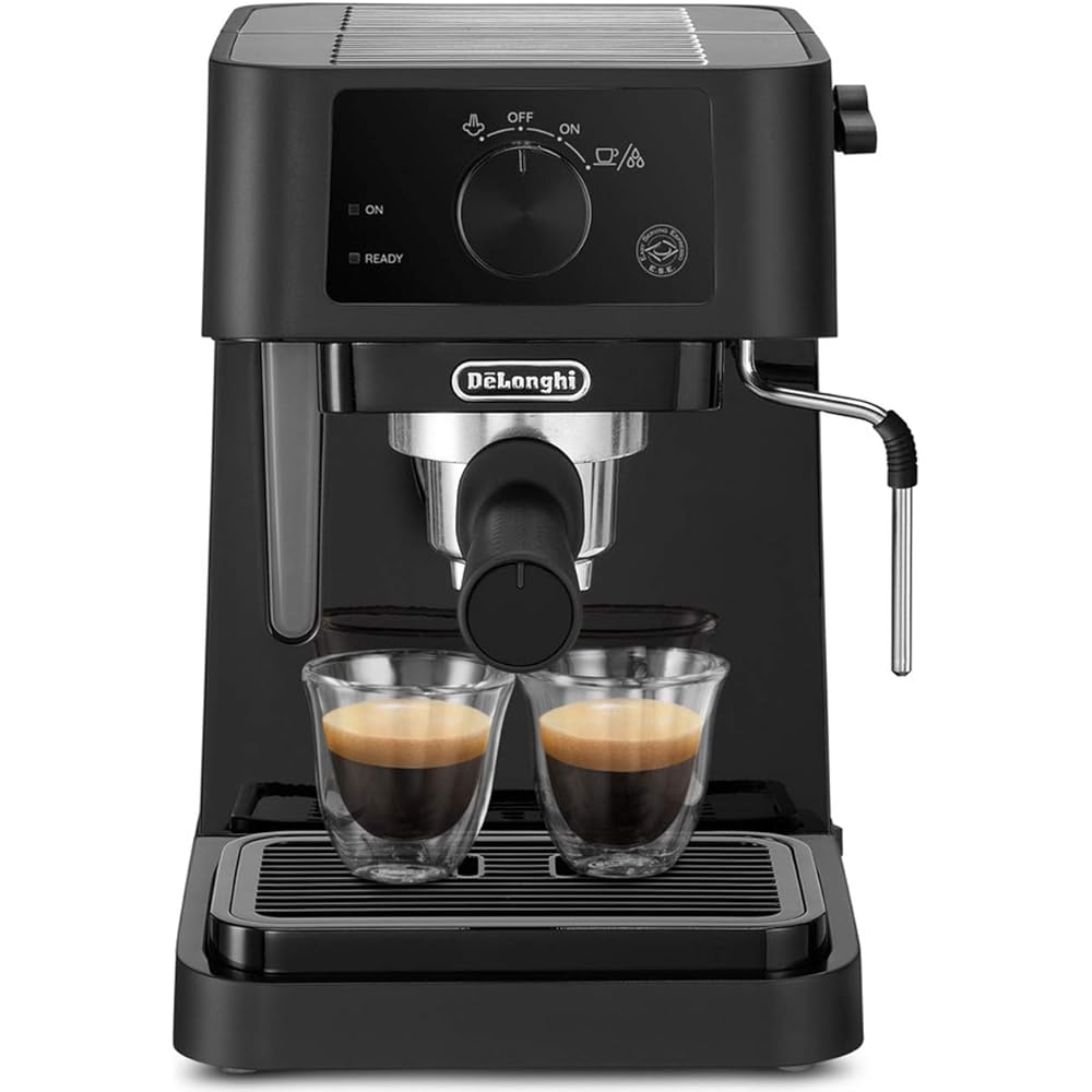 DeLonghi Stilosa Espresso Maker EC235J-BK, Cappuccino, Latte Art, Espresso Machine with Stainless Steel Milk Froster, Stylish Entry-Level Model [Black