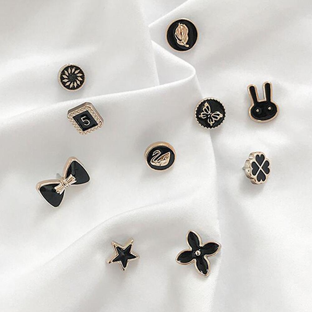 10Pcs/Set Simple Alloy Brooch Prevent Wardrobe Malfunction Botton Decor for Clothes