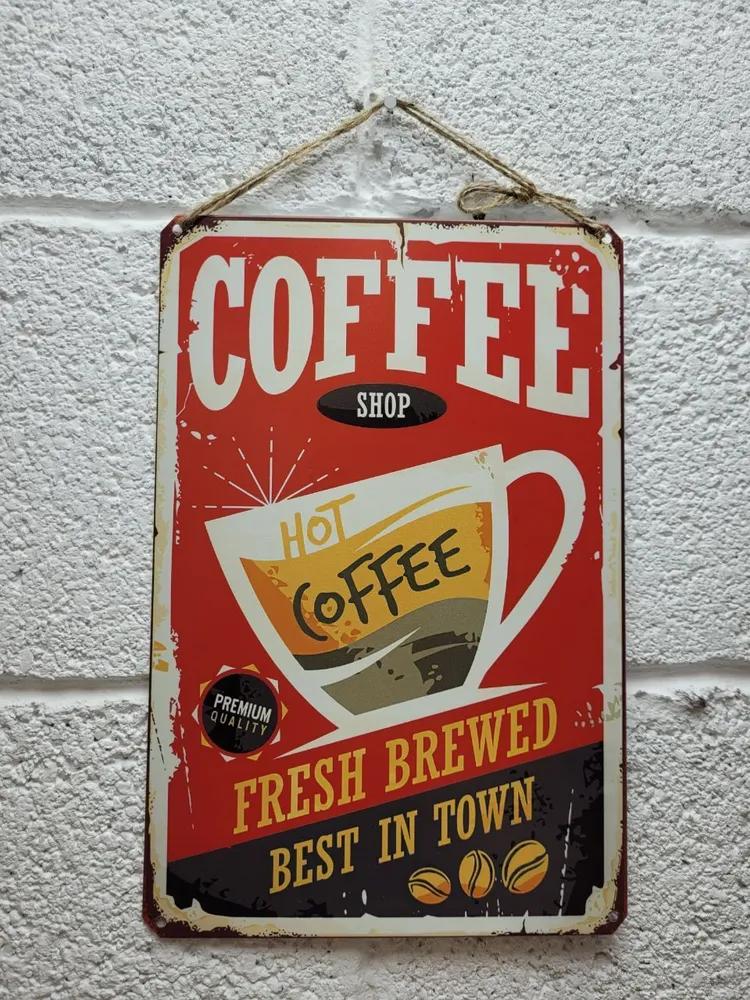 Coffee Lovers Metal Wall Art, Vintage Kitchen Cafe Poster Decor