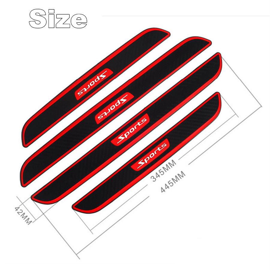 4PCS Universal Carbon Fiber Color  Rubber Car Door Scuff Sill Cover Panel Step Protector Bumper Corner Protector