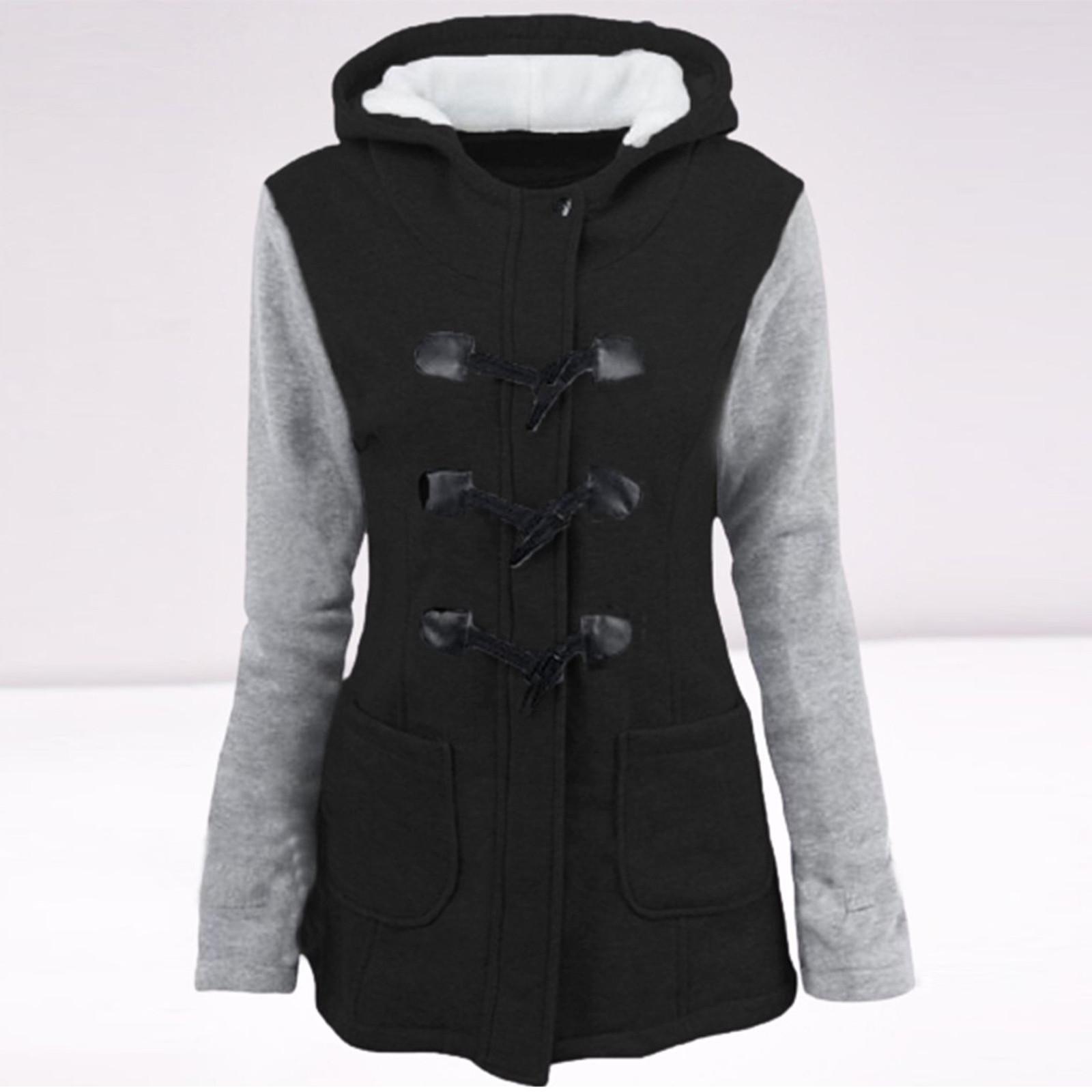 

Модная женская ветровка верхняя одежда Patchwork Slim Long Coat Jacket Trench S чёрный