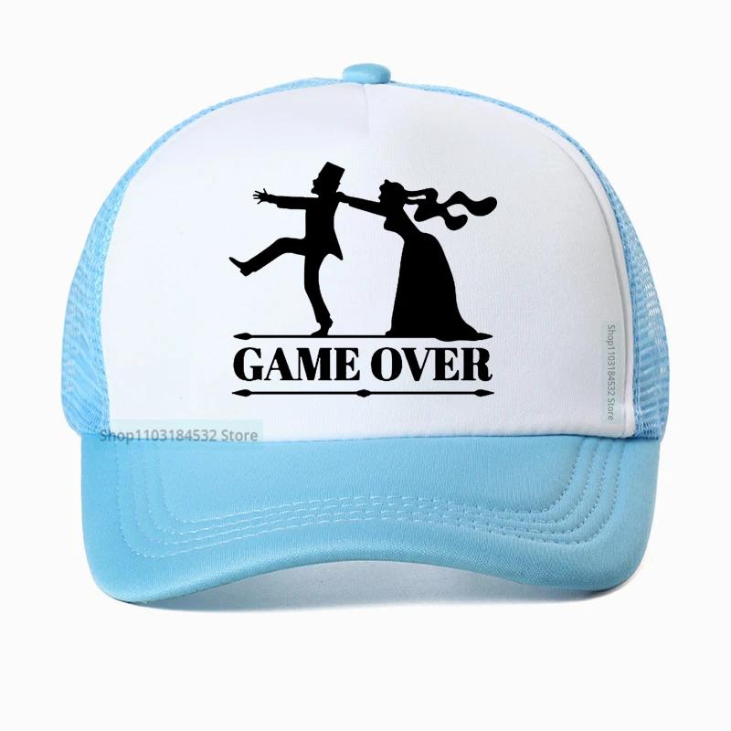 

Game Over Bride Groom Bachelor Party baseball cap Casual Funny Unisex hat summer Breathable Mesh Trucker hats Dad hat Casquette Adjustable