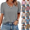 Womens Tops Short Sleeve Shirts Buttons V Neck  Fashion Outfits  Blouses  Casual
